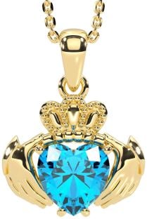 Topaz Gold Claddagh Necklace