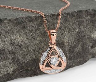 Diamond Rose Gold Celtic Trinity Knot Necklace