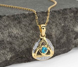 Diamond Topaz Gold Celtic Trinity Knot Necklace