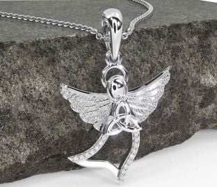 Diamond White Gold Celtic Trinity Knot Necklace