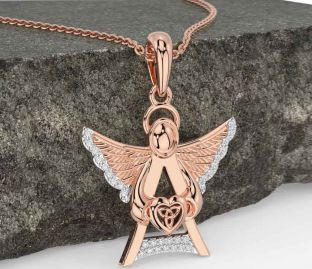 Diamond Rose Gold Celtic Trinity Knot Heart Necklace