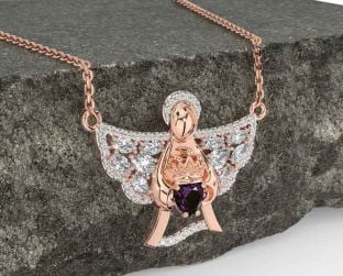 Diamond Alexandrite Rose Gold Silver Claddagh Necklace