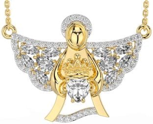 Diamond Gold Silver Claddagh Necklace