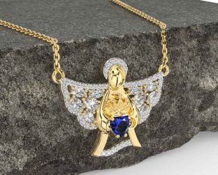 Diamond Sapphire Gold Silver Claddagh Necklace
