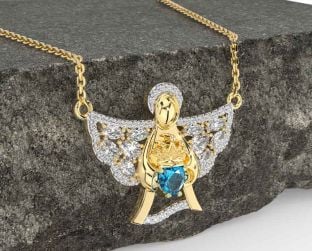 Diamond Topaz Gold Silver Claddagh Necklace