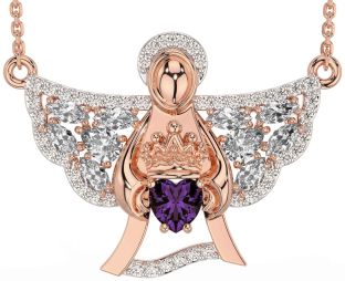 Diamond Alexandrite Rose Gold Claddagh Necklace