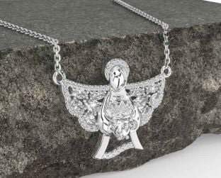 Diamond White Gold Claddagh Necklace