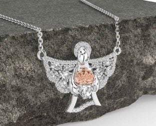 Diamond White Rose Gold Claddagh Necklace