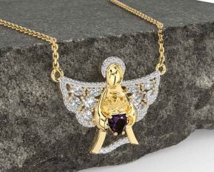 Diamond Alexandrite Gold Claddagh Necklace