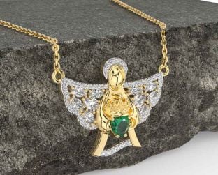 Diamond Emerald Gold Claddagh Necklace