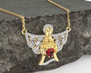 Diamond Ruby Gold Claddagh Necklace