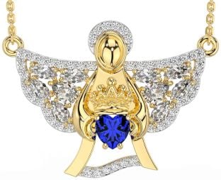 Diamond Sapphire Gold Claddagh Necklace