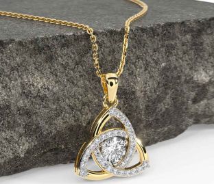 Diamond Gold Silver Celtic Trinity Knot Necklace