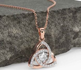 Diamond Rose Gold Celtic Trinity Knot Necklace