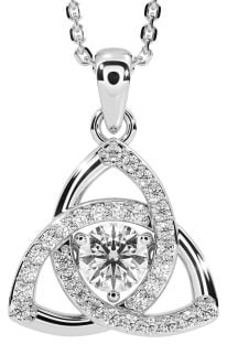 Diamond Silver Celtic Trinity Knot Necklace