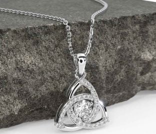 Diamond Silver Celtic Trinity Knot Necklace