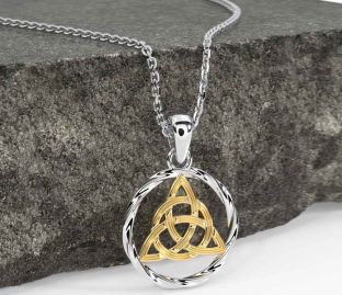 Gold Silver Celtic Trinity Knot Necklace