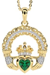 Diamant Emerald Zlato Strieborná Claddagh keltský Trojica Uzol Náhrdelník