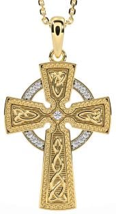 Diamant Or Argent celtique Croix Noeud Collier