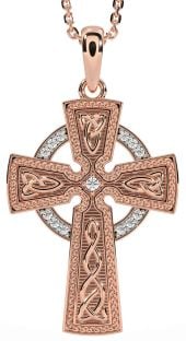 Diamond Rose Gold Celtic Cross Knot Necklace