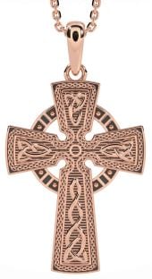 Rose Gold Silver Black Rhodium Celtic Cross Trinity Knot Necklace