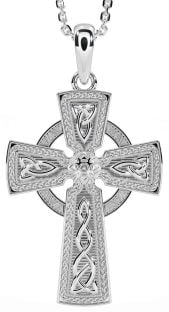 Silver Celtic Cross Warrior Trinity Knot Necklace