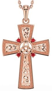 Ruby Rose Gold Silver Celtic Cross Trinity Knot Necklace