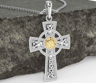 Gold Silver Celtic Cross Warrior Necklace