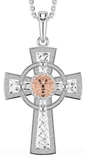 Rose Gold Silver Celtic Cross Warrior Necklace