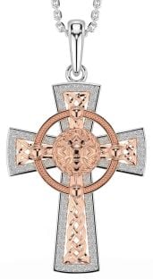 Rose Gold Silver Celtic Cross Warrior Necklace