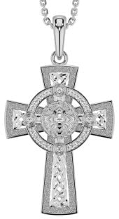 Diamond White Gold Celtic Warrior Cross Necklace