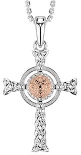 Rose Gold Silver Celtic Cross Warrior Trinity Knot Necklace