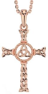 Rose Gold Silver Celtic Cross Trinity Knot Necklace