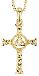 Gold Celtic Cross Trinity Knot Necklace