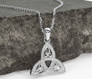 Diamond White Gold Celtic Trinity Knot Necklace