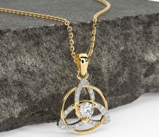 Diamond Gold Silver Celtic Trinity Knot Necklace