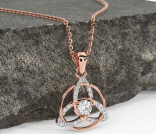 Diamond Rose Gold Celtic Trinity Knot Necklace