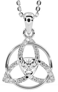 Diamant Argent celtique Trinité Noeud Collier