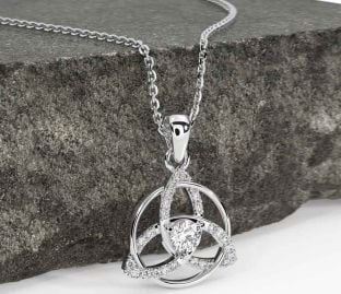 Diamond White Gold Celtic Trinity Knot Necklace
