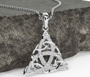 Diamond White Gold Celtic Trinity Knot Necklace