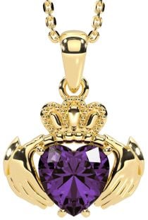 Alexandrite Gold Silver Claddagh Necklace