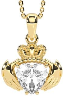 Diamond Gold Silver Claddagh Necklace