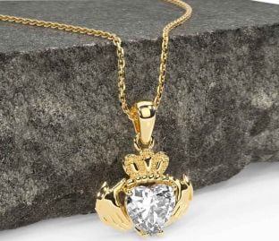 Diamond Gold Silver Claddagh Necklace