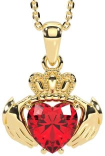 Ruby Gold Silver Claddagh Necklace