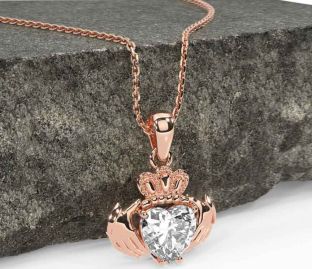 Diamond Rose Gold Claddagh Necklace