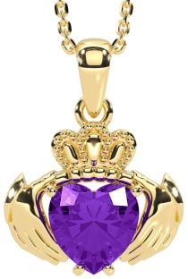 Amethyst Gold Claddagh Necklace