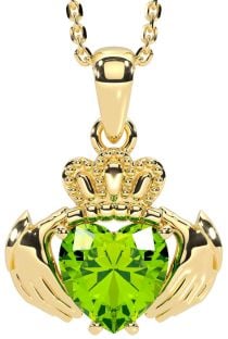 Peridot Gold Claddagh Necklace
