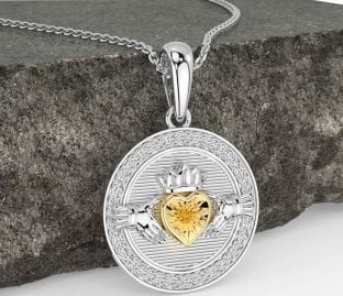 Gold Silver Celtic Claddagh Necklace