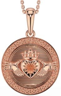 Rose Gold Silver Celtic Claddagh Necklace