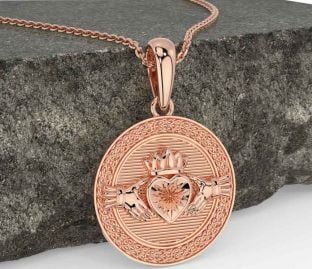 Rose Gold Silver Celtic Claddagh Necklace